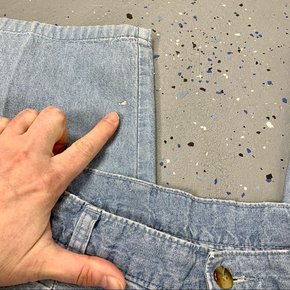 Vintage 80s Light Blue Pleated Trouser Jeans High Waist Crop Leg Distressed 12 - Picture 6 of 11